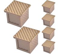 Xoeryoy 6 Pcs Bread Pan with Lid 2.4x2.6x2.6 in Aluminum Alloy Non Stick Bread Loaf Pan Vented Quick-Release Corrugated Cube Rolled Edged Toast Mold for Oven Baking
