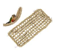Xoeryoy Bird Seagrass Mat 15.75x7.48 Inch Natural Grass Woven Bird Foraging Chew Wall Parakeet Climbing Rope Parrot Toys Hammock Mat with Hooks