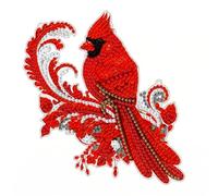 Xoeryoy Cardinal Diamond Art, Hanging DIY Diamond Art Cardinal Ornament 2d Acrylic Crystal Wall Decor, Red, 6x6 Inch