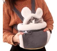Xoeryoy Cat Bag Carrier Soft & Warm Cat Dog Front Carrier Double Pocket Backpack Winter Plush Backpack for Cats Pet Hanging Chest Bags for Outdoor Travel, L, within 8 kg &