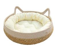 Xoeryoy Cat Beds for Indoor Cats, 16x6 Inch Woven Cat Baskets Bed with Soft Cushion, Scratch-Proof Kitten Bed Cozy Round Wicker Basket