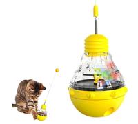Xoeryoy Cat Treat Dispenser Toy, Tumbler Design Interactive Cat Toy with Wand & Luminous Ball, Multi-function Pet Supplies for Feeding, Mental Stimulation