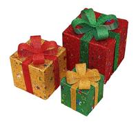 Xoeryoy Christmas Lighted Gifting Boxes 3PCS/Set LED Warm White Christmas Decorations Colorful Box Battery Operated for Holiday, Indoor, Yard, Home, Lawn Decor