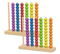 Xoeryoy Color Sorting Toys, Wooden Stacking Toys with Beads for Early Learning, Fine Motor Skills Activity, Montessori Inspired, 2PCS ;1 ;1