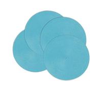 Xoeryoy Dark Teal Round Place Mats for Kitchen Table, Vinyl Woven Placemats Heat Resistant Table mats (4, Turquoise Set of 4)