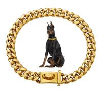 Xoeryoy Dog Chain Collars 19mm Thick Gold Metal Dog Collar Stainless Steel Chain with Buckle Strong Heavy Duty Necklace Collar Pet for Small Medium, Large Dogs