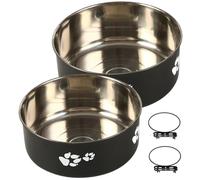 Xoeryoy Dog Crate Water Bowl No Spill, 2PCS Stainless Steel Dog Crate Bowls, Hanging Bowls for Kennel Cat Puppy Bunny Guinea Pig Ferret Bird &
