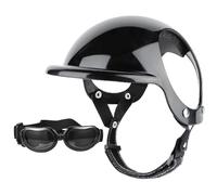 Xoeryoy Dog Helmet and Goggles 2Pcs/Set Adjustable Chin Strap Dome Dog Helmet with Ear Hole Windproof Stylish Decorative Goggles Pet Supplies