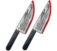 Xoeryoy Fake Knife 2Pcs Bloody Plastic Prop Knife 15x3 Inch Halloween Props for Home Haunted House Costume Accessories