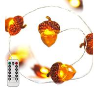 Xoeryoy Fall Lights Decorations 9.8 Ft Long 30 LED Acorn Lights with Remote Waterproof Battery-Powered 3D Acorn String for Thanksgiving, Autumn Harvest, Xmas Decor