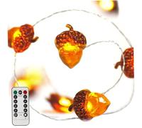 Xoeryoy Fall Lights Decorations 9.8 Ft Long 30 LED Acorn Lights with Remote Waterproof Battery-Powered 3D Acorn String Lights for Thanksgiving, Autumn Harvest, Xmas Decor