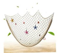 Xoeryoy Fish Net Decorations 79x39'' Mediterranean Style Under the Sea Party Decorations with Shells and Ocean Themed Decor for Home Bar Ceiling Wall Photography Prop, Beige ;1