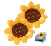 Xoeryoy Flower Pillow 2PCS 15" Large Sunflower Pillow for Thanksgiving Decor Soft Cute Flower Cushion Multifunctional Seating Pad Shape Floor Cushion for Bed Car Couch Chair Sofa