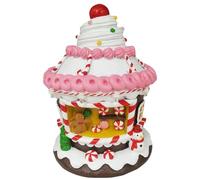 Xoeryoy Gingerbread House Cute 4.5x6.3 Winter Christmas Houses with LED Light, Cake Top Resin Candy House Battery Operated Christmas Village for Home, Party, Tabletop