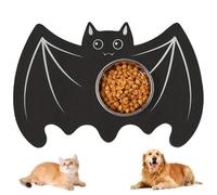 Xoeryoy Halloween Dog Food Mat 24x16inch Water-absorbing Non-slip Diatom Mud Gothic Bat Shaped Pet Feeding Mat for Cats and Dogs Halloween Decorations