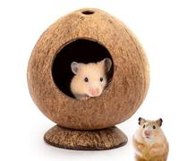 Xoeryoy Hamster House 5.3x4.7in Coconut-Shaped Hamster Hide with Stable Base & 2.2in Hole Natural Breathable Hideout Decorative Restful Hut for Cage