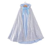 Xoeryoy Hooded Princess Cape for 3-7 Years Old Little Girls Cosplay 31.50 inch Elsa Cape Blue Princess Cloaks Christmas Halloween Custome Party Accessories