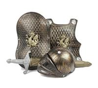 Xoeryoy Knight Costume Kids 4Pcs/Set Dragon Pattern Medieval Knight Armor Includes Helmet, Shield, Sword, and, Kids Dress Up Costumes for Role Play, Cosplay, Halloween