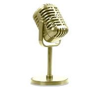 Xoeryoy Microphone Prop, Retro Microphone Plastic Gold Pretend Mic Centerpiece for Cosplay Party Role Play and Roll Hip Hop Music Party Decorations