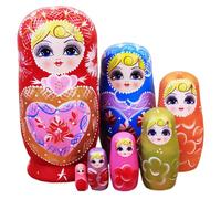 Xoeryoy Nesting Dolls 7PCS Stacking Wooden Colored Fun Russian Dolls Handcrafted Varisized for Kids Adults Birthday Christmas Holiday ;1