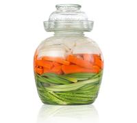 Xoeryoy Pickle Container 2.5 L Food Grade Fermentation Jar Traditional Kimchi Containers with Bowl Cap Transparent Glass Jar with Lid Fermentation Kit for Pickling Kimchi Sauerkraut