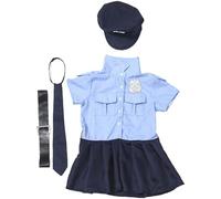 Xoeryoy Police Officer Costume for Girls Cute Kids Police Costume Includes Skirt, Tie, Belt, Headwear Halloween Costumes for Party, Role Play, Dress Up, Size 130