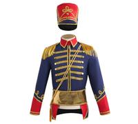 Xoeryoy Prince Charming Costume for Men, European Soldier Christmas Costume Includes Tops, Belt, Hat, Ornaments for Cosplay Officer Stage Performance, L