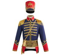 Xoeryoy Prince Charming Costume for Men, European Soldier Christmas Costume Includes Tops, Belt, Hat, Ornaments for Cosplay Officer Stage Performance, XL