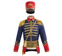 Xoeryoy Prince Charming Costume for Men, European Soldier Christmas Costume Includes Tops, Belt, Hat, Ornaments for Cosplay Officer Stage Performance, M