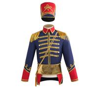 Xoeryoy Prince Charming Costume for Men, European Soldier Christmas Costume Includes Tops, Belt, Hat, Ornaments for Cosplay Officer Stage Performance, XL