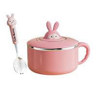 Xoeryoy Ramen Bowl with Lid 1200ml Instant Noodle Bowl with Handles and Spoon Portable Cute Ramen Cooker for Soup, Noodles, Dumplings, Salads Style 1