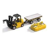 Xoeryoy Remote Control Forklift, 1/64 Rc Forklift Toy Dual-Control Mini Truck with Alloy Structure & Multi-functions Rechargeable Fun for Kids Boys, Yellow