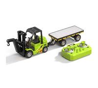 Xoeryoy Remote Control Forklift, 1/64 Rc Forklift Toy Dual-Control Mini Truck with Alloy Structure & Multi-functions Rechargeable Fun for Kids Boys, Green