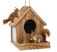 Xoeryoy Squirrel Feeders, Wooden Squirrel House with Viewing Window, Easy to Assemble Wildlife Feeding Station for Garden & Backyard