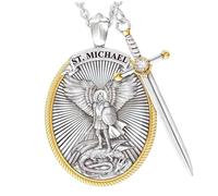 Xoeryoy St Michael St Christopher Necklace for Men Archangel Sword Lord Prayer Necklace Jewelry style 1