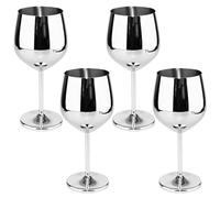 Xoeryoy Stainless Steel Wine Glass 4Pcs 500ml Stemless Wine Glass U-Shaped Potbelly Rust-Proof Unbreakable Elegant Modern Portable Metal Cup with Stems for Home Travel