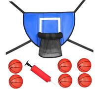 Xoeryoy Trampoline Basketball Hoop Attachment with 4 connecting rope, Waterproof Trampoline Hoop with 6 Mini Basketballs and Pump for Kids Adults Indoor Outdoor, Blue