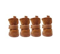 Xoeryoy Water & Wood Brown Hook Loop Closure Booties Pet Dog Chihuahua Shoes Boots 2 Pair S