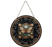 Xoeryoy Wheel of the Year Wall Hanging, 12 Inch Round Exquisite Sabbats Pagan Decor Witch Sign, Natrual Wooden Wicca Calendar Decorative Panel for Home, Gift
