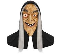 Xoeryoy Witch Mask Realistic Full Head Latex Scary Halloween Mask Old Woman Face for Adults Halloween Party Dressing up Decoration