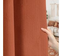 XOGUIBO Burnt Orange Boho Blackout Curtains 2 Panels Terracotta Mid Century Modern Patterned Cotton Textured Drapes for Bedroom & Living Room 52W*63L