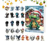 Xoguue 24 Days of Christmas Advent | 2D Acrylic Cute Dragon Baby Ornament 24 Days Advent - Animal Charm, Countdown Calendar 2025 for Christmas Tree Party Window Wall Car Rearview Mirror Decor