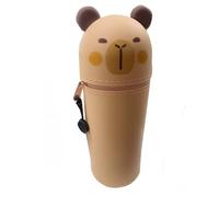 Xoguue Desk Pencil Holder - Capybara Telescopic Pencil Bag Pen Holder,Storage Organizer with Zippered Opening Silicone Supplies for Desk Home Dorm School Teacher Student Teens