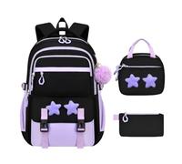 Xoguue Girls Backpack with Lunch Box Cute Zipper with Pencil Case