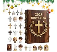 Xoguue Nativity Countdown Calendar - 2D Acrylic Jesus Pendants | 24 Days Nativity Ornaments 2025,for Women Grandparent Friend Youth Church Home Decor Tree Car Interior