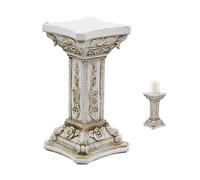 Xoguue Roman Pillar - Greek Column Pedestal Statue,Resin Sculpture Floral Carving Ornament for Indoor Kitchen Home Garden Outdoor Wedding Ceremony Event Party