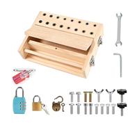 Xoguue Screwdriver Board - Wooden Sensory Learning Game | Fine Motor Skills Set with Key and Lock for 3-5 Years Kids Birthday Classroom Preschool Home Travel Airplane Road Trip