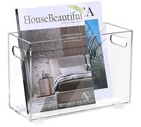 XOHYW Crystal Clear Acrylic Magazine Holder,Space Saving Magazine Rack, Book Basket, Storage Organizer Bin for Living Room, Bathroom, Home Office, Newspapers