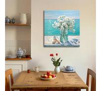 XOJUVETZ Ocean View Canvas Print, Seashell Still Life Art Painting, Modern Home Decor(50x50cm/No frame)