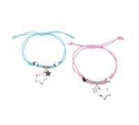 Xoktlde 2Pcs Stylish Woven Rope Bracelets for Couples Matching Bangles Star Pendant Charm Wrist Chain Hand Link Jewelry Pieces Perfect for Couple Dates
